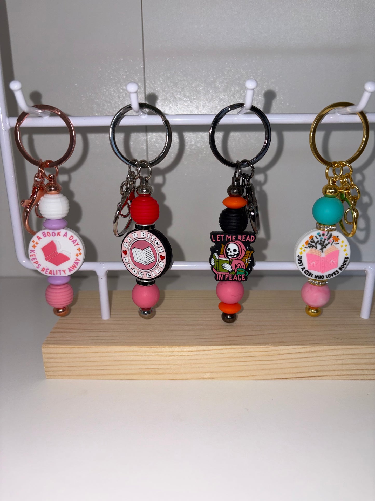 Bookish Beaded Keychain