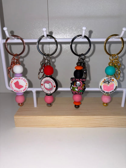Bookish Beaded Keychain