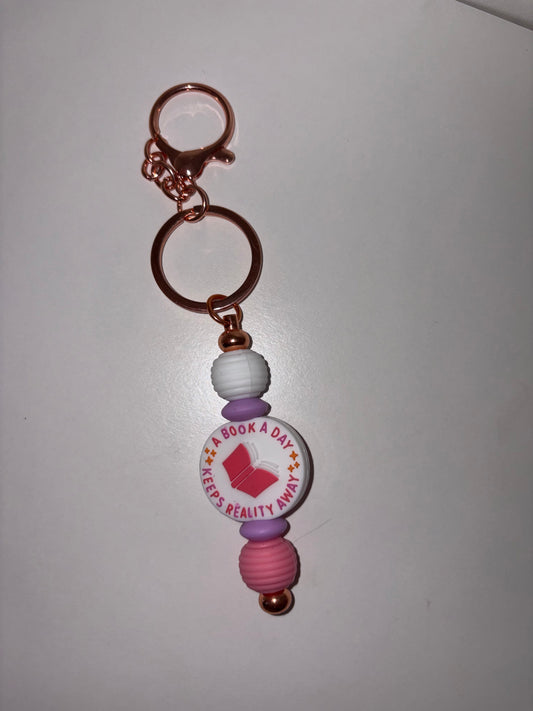 Bookish Beaded Keychain